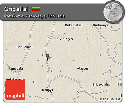 Shaded Relief 3D Map of Grigaliai