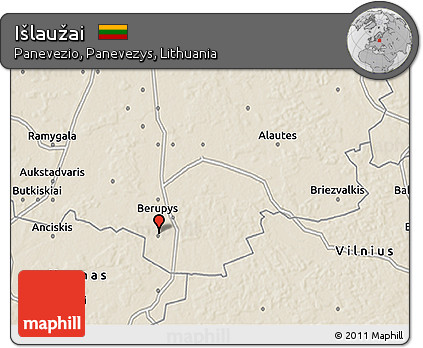 Shaded Relief 3D Map of Išlaužai
