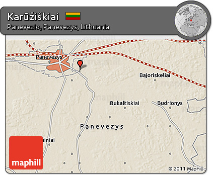 Shaded Relief 3D Map of Karūžiškiai
