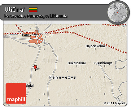 Shaded Relief 3D Map of Uliūnai