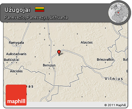 Shaded Relief 3D Map of Užugojai