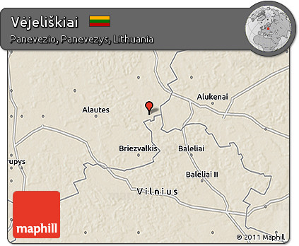 Shaded Relief 3D Map of Vėjeliškiai