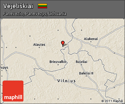 Shaded Relief 3D Map of Vėjeliškiai