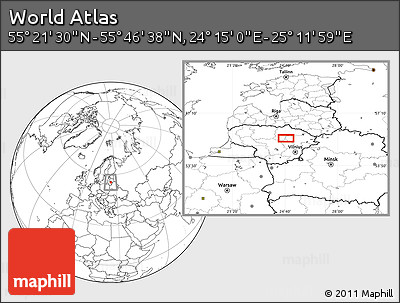 Blank Location Map of the Area around 55° 34' 4" N, 24° 43' 30" E