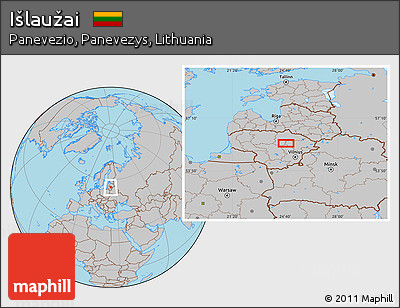 Gray Location Map of Išlaužai