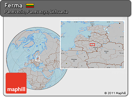 Gray Location Map of Ferma, hill shading