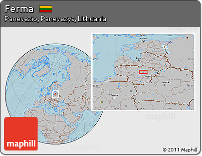 Gray Location Map of Ferma, hill shading