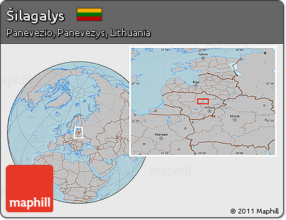 Gray Location Map of Šilagalys, hill shading