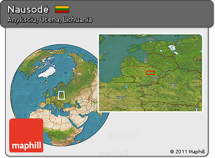 Satellite Location Map of Nausodė