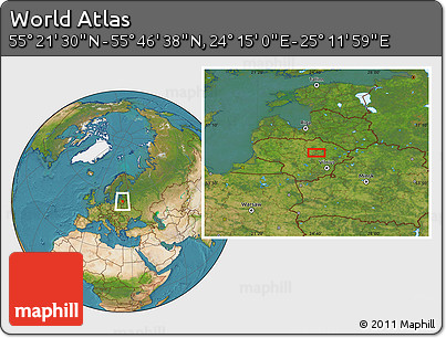 Satellite Location Map of the Area around 55° 34' 4" N, 24° 43' 30" E