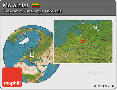 Satellite Location Map of Molainiai