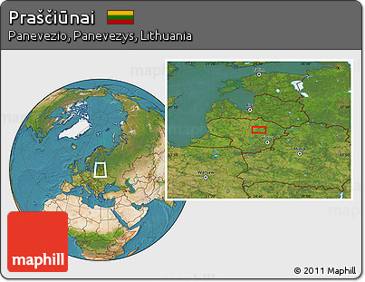 Satellite Location Map of Praščiūnai
