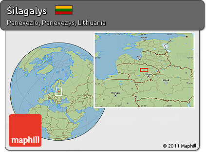 Savanna Style Location Map of Šilagalys