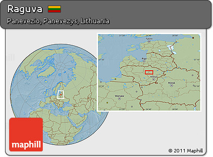Savanna Style Location Map of Raguva, hill shading