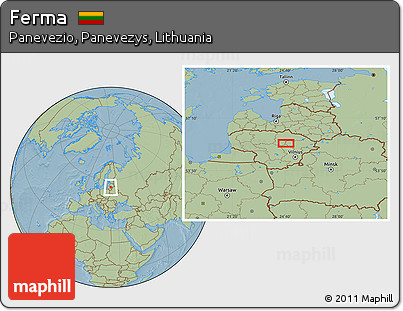 Savanna Style Location Map of Ferma, hill shading