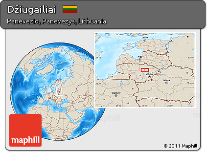 Shaded Relief Location Map of Džiugailiai