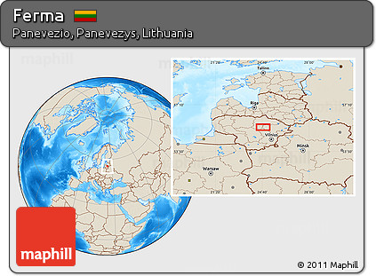 Shaded Relief Location Map of Ferma