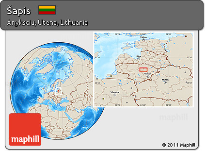 Shaded Relief Location Map of Šapis