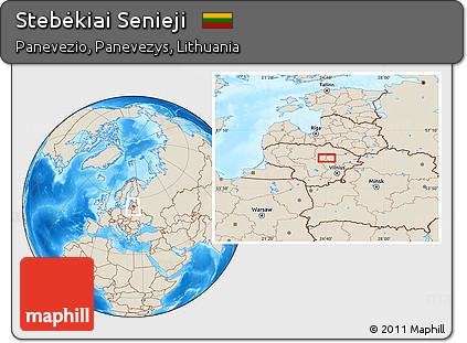 Shaded Relief Location Map of Stebėkiai Senieji