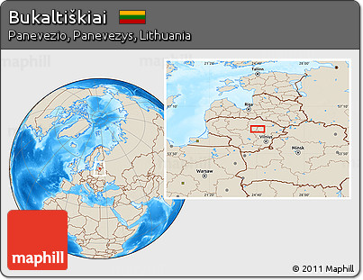 Shaded Relief Location Map of Bukaltiškiai