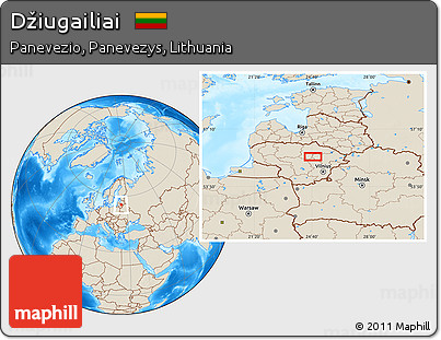 Shaded Relief Location Map of Džiugailiai