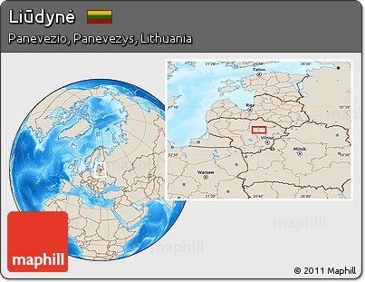 Shaded Relief Location Map of Liūdynė