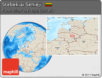 Shaded Relief Location Map of Stebėkiai Senieji
