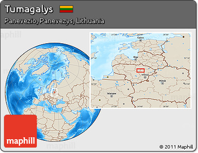 Shaded Relief Location Map of Tumagalys