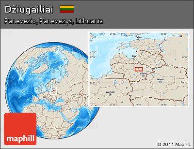 Shaded Relief Location Map of Džiugailiai