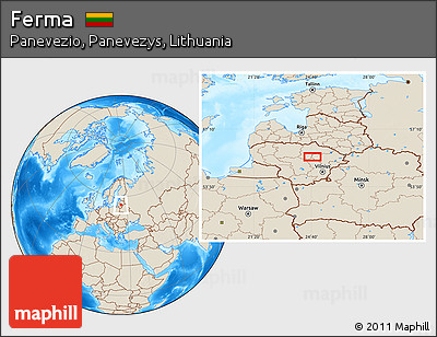 Shaded Relief Location Map of Ferma