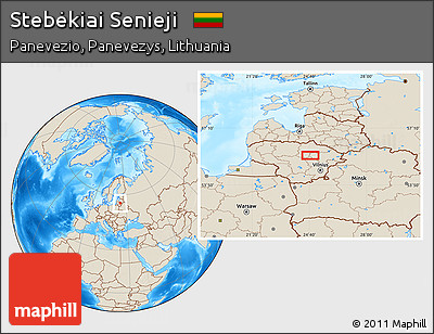Shaded Relief Location Map of Stebėkiai Senieji