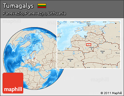 Shaded Relief Location Map of Tumagalys
