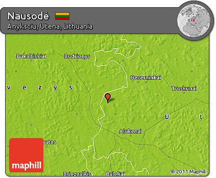 Physical Map of Nausodė