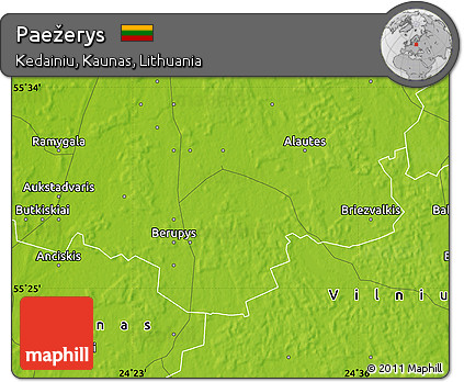 Physical Map of Paežerys