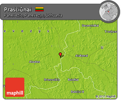 Physical Map of Praščiūnai