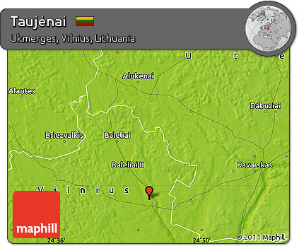 Physical Map of Taujėnai