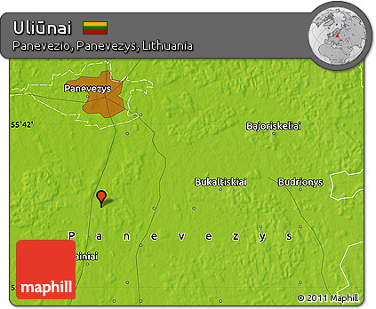 Physical Map of Uliūnai