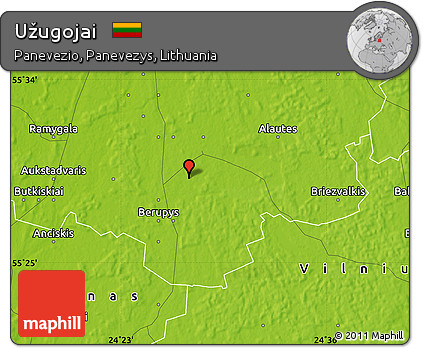 Physical Map of Užugojai