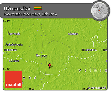 Physical Map of Užuraisčiai