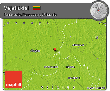 Physical Map of Vėjeliškiai