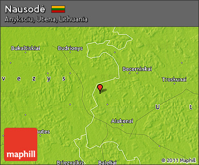 Physical Map of Nausodė