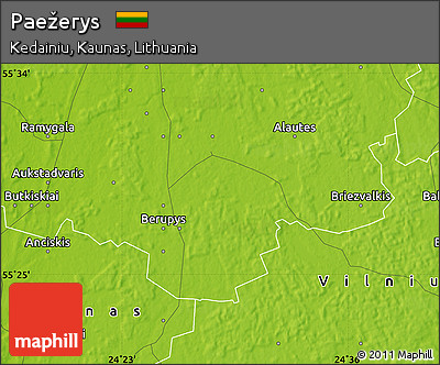 Physical Map of Paežerys