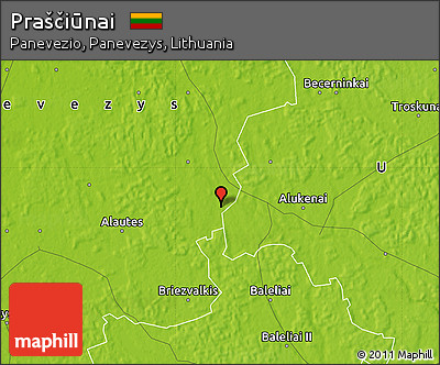 Physical Map of Praščiūnai