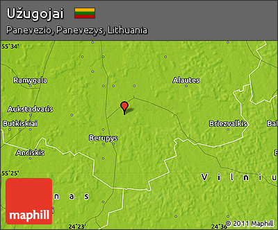 Physical Map of Užugojai