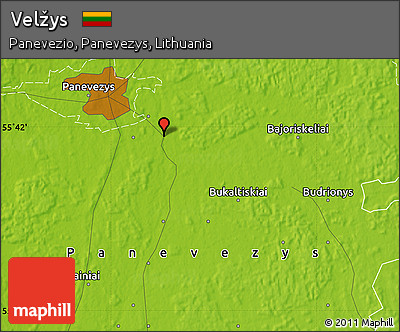 Physical Map of Velžys