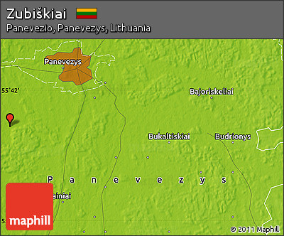 Physical Map of Zubiškiai