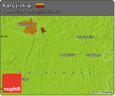 Physical Map of Karūžiškiai