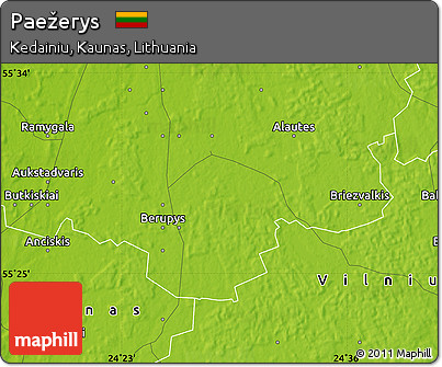 Physical Map of Paežerys