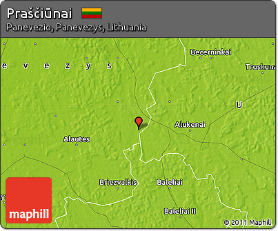 Physical Map of Praščiūnai