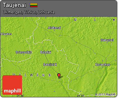 Physical Map of Taujėnai